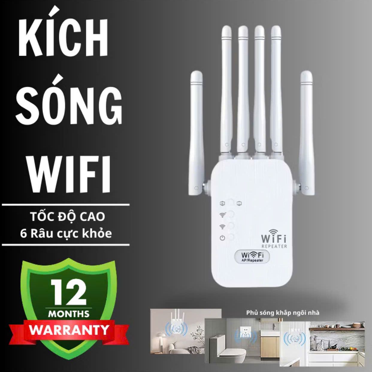 Bộ Kích Sóng WIFI 6 Râu Tốc Độ Cao 1200MBPS Phát Xuyên Tường Kết Nối Xa Mở Rộng Vùng Phủ Sóng, Cải Thiện Tốc Độ mạng WiFi