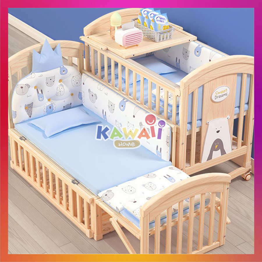 Nôi cũi cho em bé Kawaii Home, Cũi giường cho bé đa năng 6 chế độ tiện lợi cho mẹ&bé