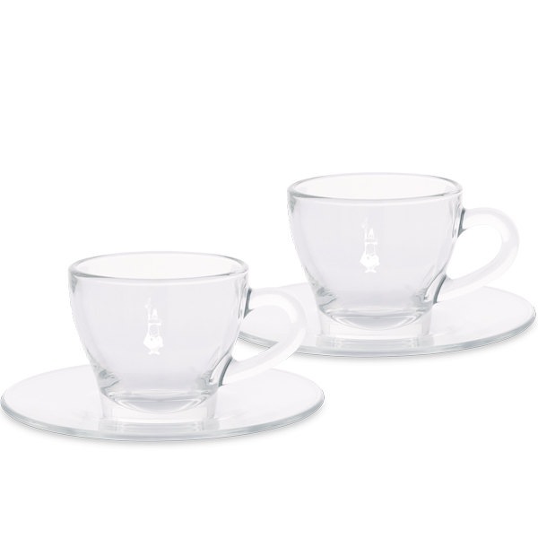 Set 2 cup cappuccino glass Bialetti luxury Italian brand