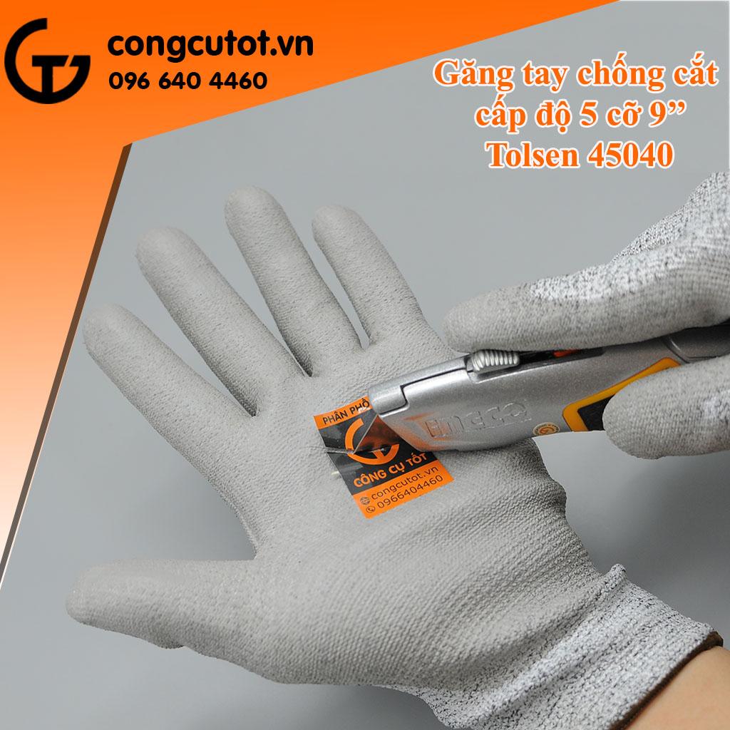 Găng tay chống cắt cấp độ 5 cỡ 9" tolsen 45040, 10'' tolsen 45041