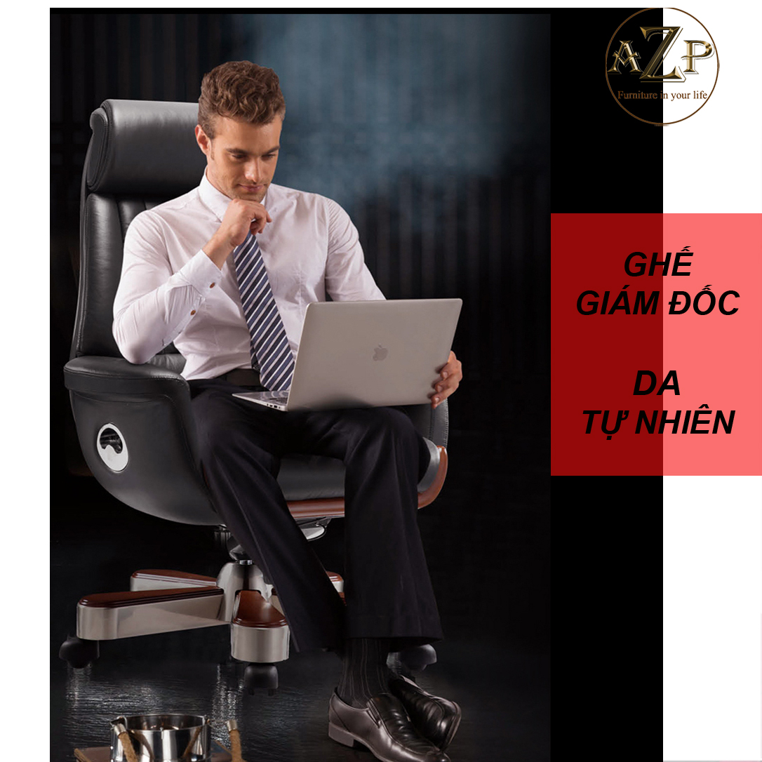 Bộ Ghế Văn Phòng Luxury, DA THẬT, Chân Thép Carbon A3 Phân Khúc Cao AZP-L989 Hàng Nhập Khẩu