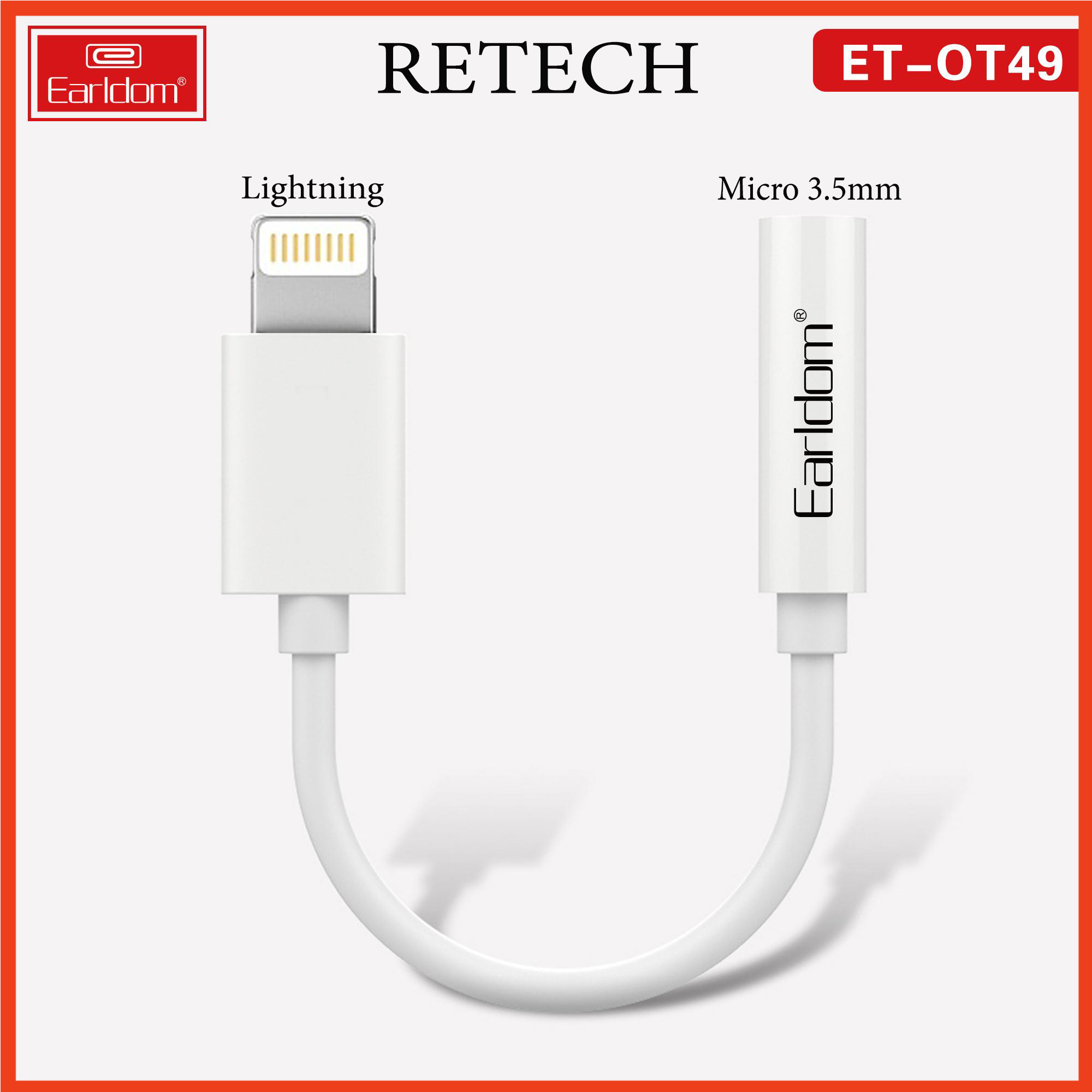 Dây cáp Chuyển Đổi Jack Cắm Lightning Sang Jack 3.5mm Earldom ET-OT49 dùng cho Iphone 7,8,X Trở Lên ( Kết Nối Bluetooth) Chỉ nghe