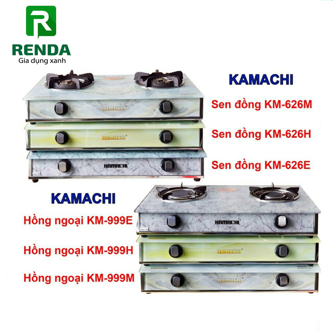 Bếp ga đôi kiếng cường lực đầu đốt đồng kamachi km-626 màu h/e/m
