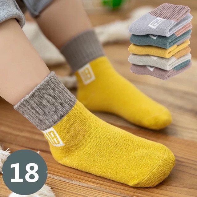 Sét 10 Đôi Tất Trẻ em Cổ Cao 5 Màu Dày Dặn Cực Kỳ ấm áp Cho Bé Yêu Vào Mùa Đông Từ 2 Đến 12 Tuổi
