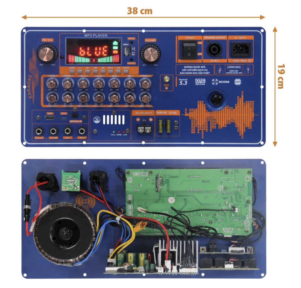 Bo Mạch Loa Kéo Nguồn Xuyến DSP V151 thế hệ mới hỗ trợ livestream đánh Bass 40 đôi 5 Tấc đơn Mạnh Mẽ Echo delay có Reverb