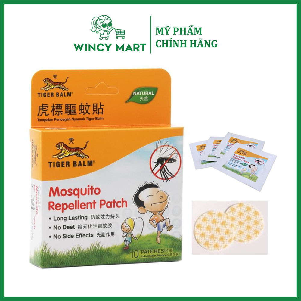 Miếng Dán Chống Muỗi, Dán Đuổi Muỗi Tiger Balm Mosquito Repellent Patch, 1 Hộp 10 Miếng Tiện Lợi - Wincy Mart