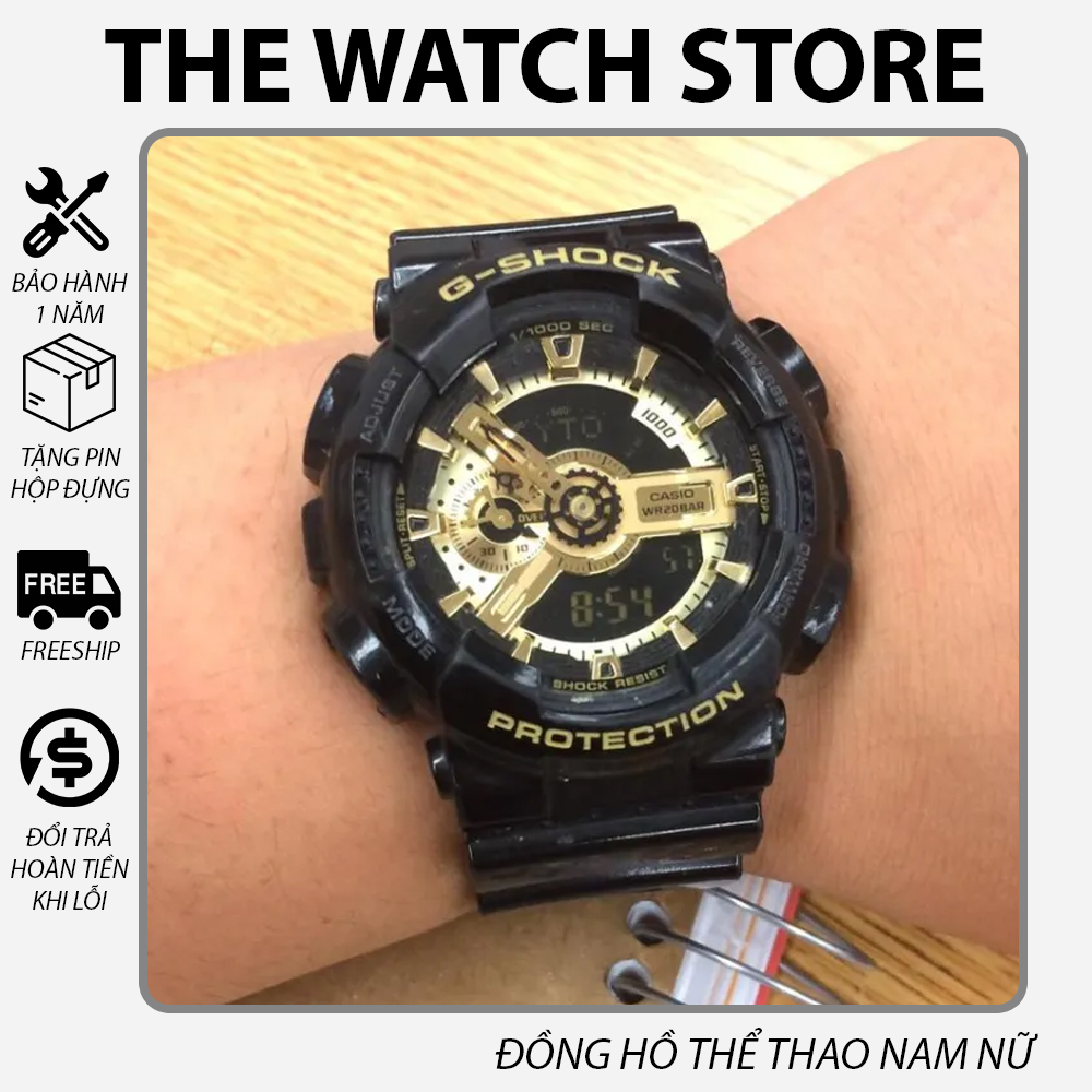 ĐỒNG HỒ NAM CASIO G SHOCK GA-110 ĐEN KIM VÀNG - BẢO HÀNH 12 THÁNG