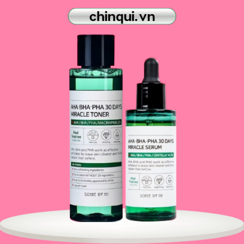 Combo some by mi nước hoa hồng + tinh chất cho da mụn 2 món miracle toner aha- bha-pha 30 days 150ml + aha-bha-pha 30 days miracle serum 50ml