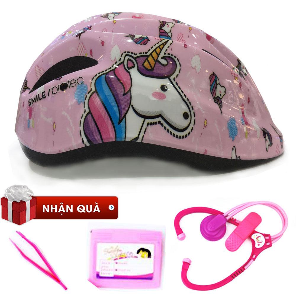 [ Tặng 3 Món Đồ Chơi Bất Kỳ ] Mũ Bảo Hiểm Xe Đạp Trẻ Em Protec Smile (WT - 024) Tặng Đồ Chơi Bác Sĩ Cho Bé Dành Cho Bé Gái Từ 2 Đến 12 Tuổi - AFAST VIỆT NAM