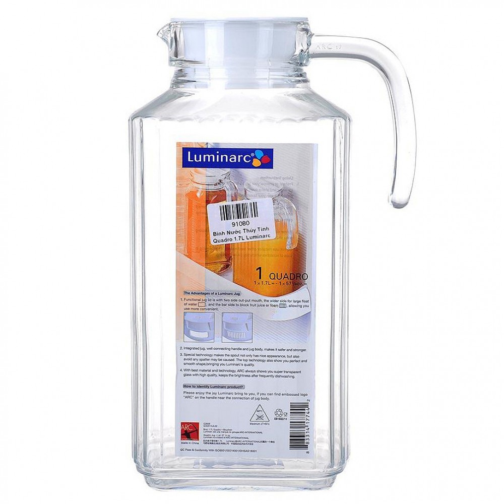Bình Nước Thủy Tinh Luminarc Quadro