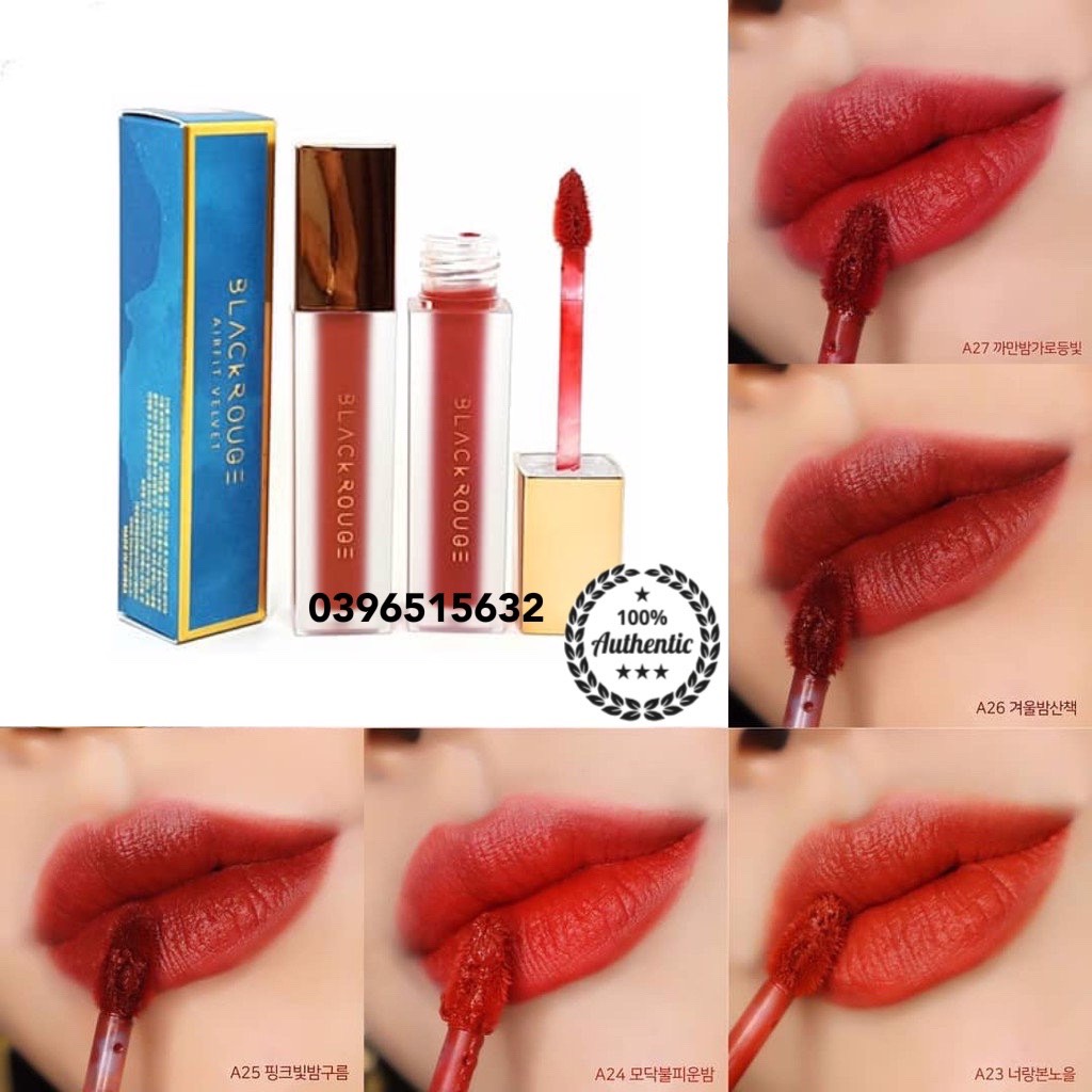 (A23,A24,A25,A26,A27) Son Kem Lì Black Rouge Air Fit Velvet Tint Ver 5: BAM