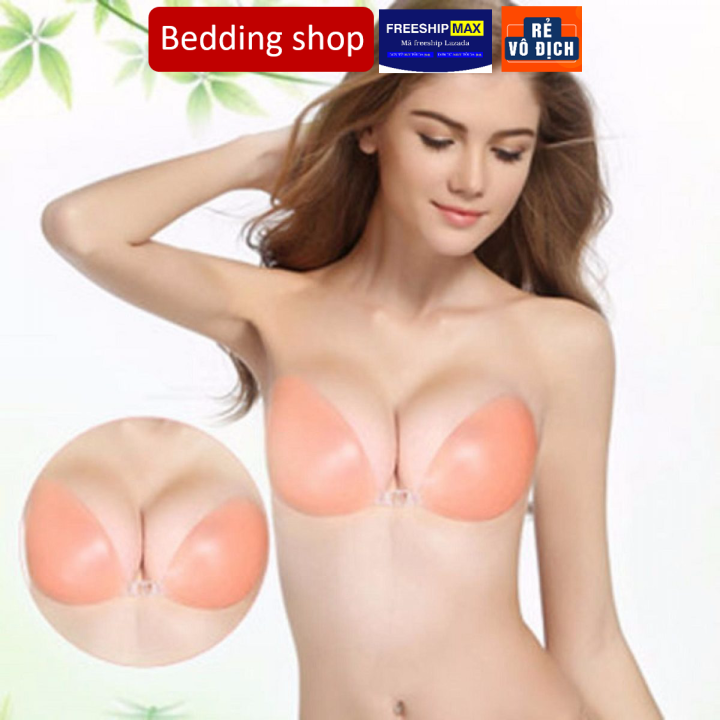 Áo nâng ngực, Áo lót silicon dán ngực Free Bra 2in1 độn ngực kèm dây trong, Áo ngực silicon chống nước siêu dính