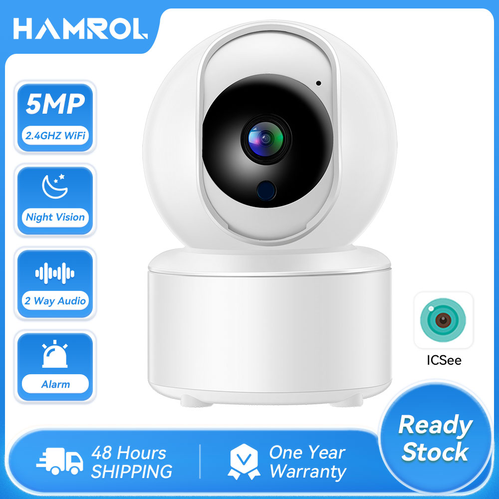 Hamrol 3mp hd wifi ip camera 1080p wireless smart home cctv security ptz camera auto tracking 5x digital zoom baby monitor icsee app