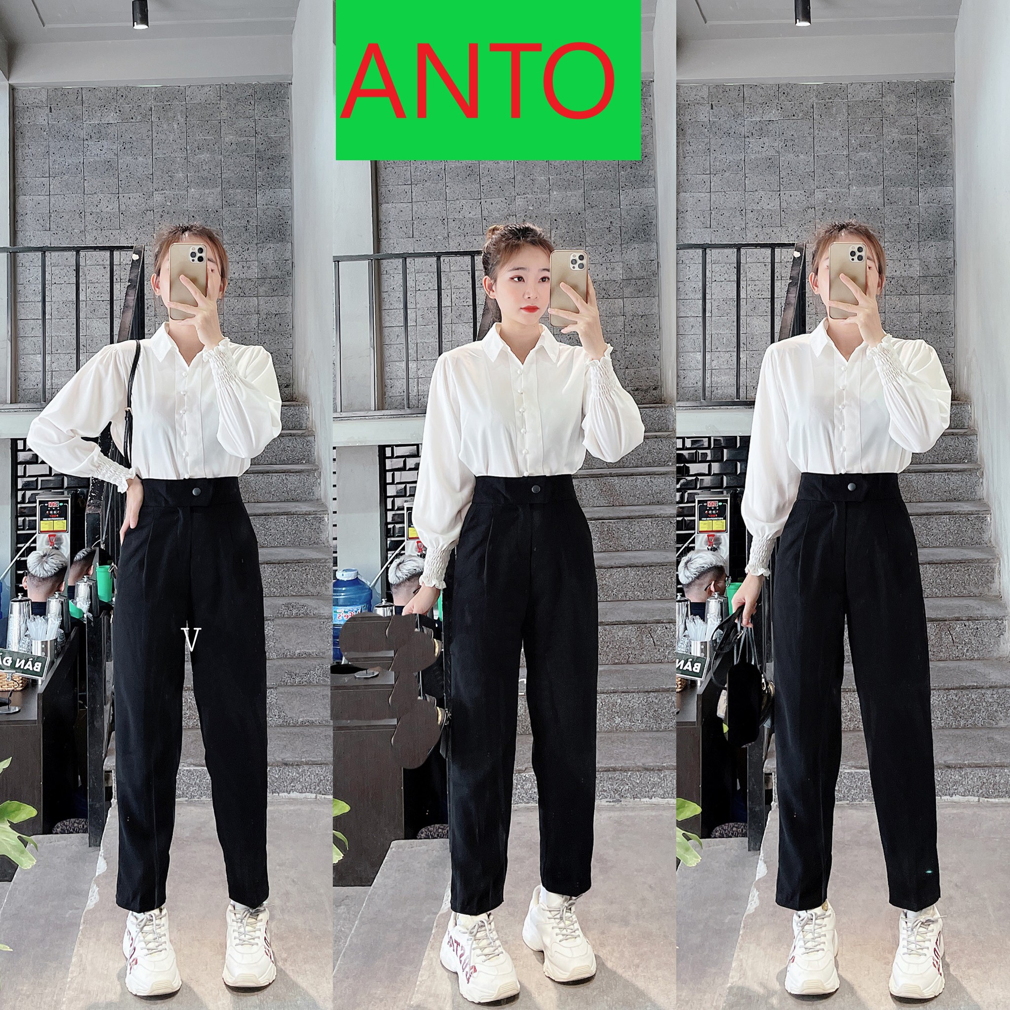 [ NÚT NGANG ] QUẦN TÂY NỮ NÚT NGANG LƯNG CAO HỌC SINH, QUẦN ÂU HỌC SINH NỮ NÚT BẤM, QUẦN TÂY NỮ ĐI HỌC ĐEN LƯNG CAO ANTO