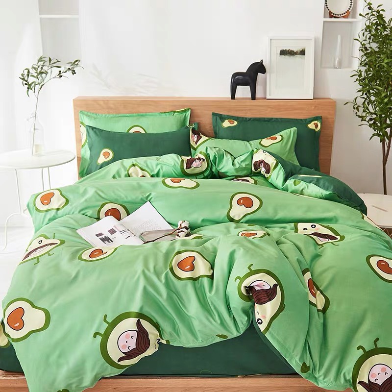 (Siêu rẻ) Bộ 5 món Ga gối ga bọc nệm mẫu Bơ Xanh drap giường giá rẻ kích thước m6/m8/2m2 chất Poly cotton - Ga bo chun bảo vệ đệm Chăn ga gối -TRANLANSHOP