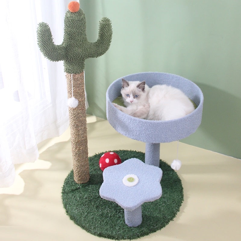 Trụ cào móng xương rồng + ổ nằm dành cho mèo 45x45x75cm