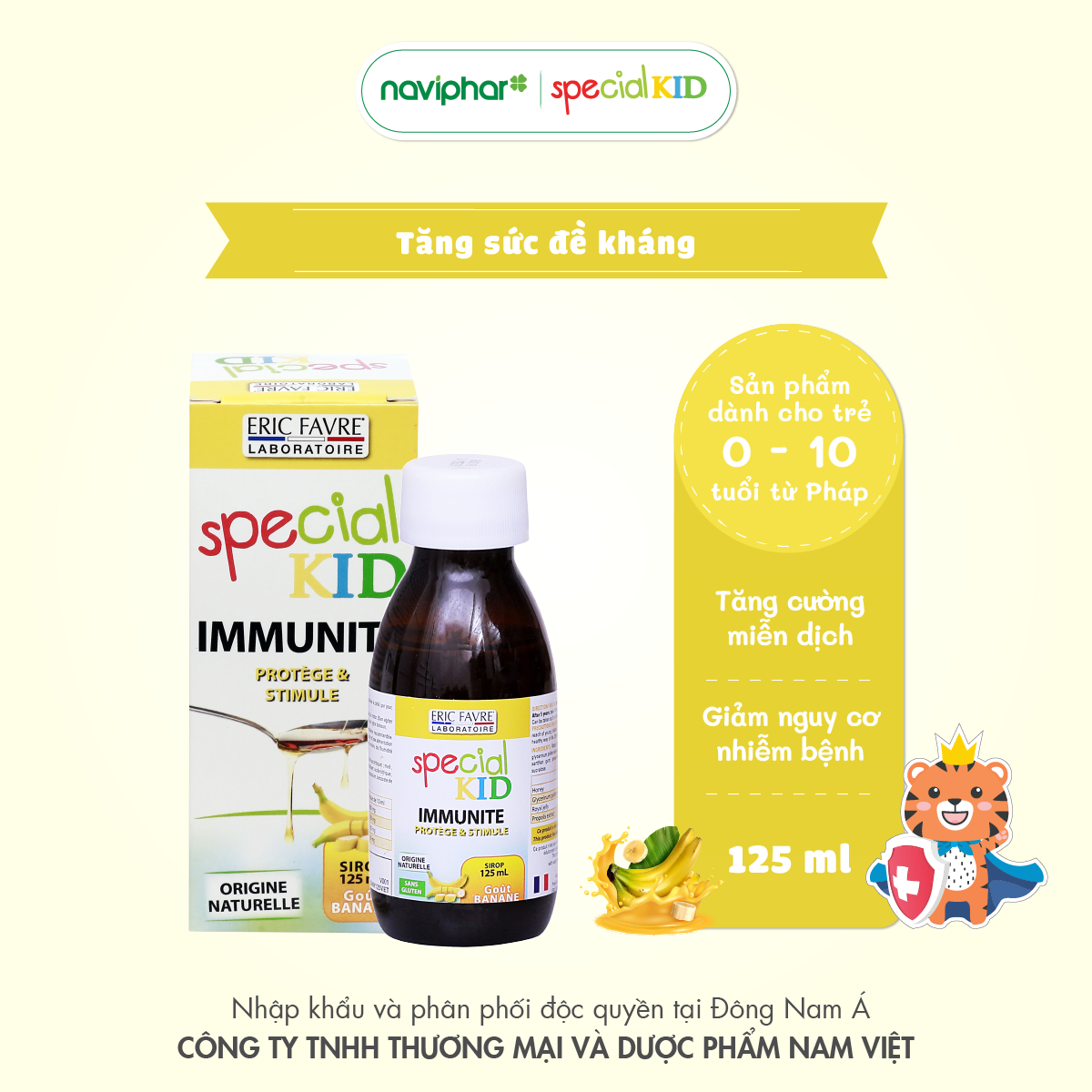 Siro hỗ trợ tăng cường sức đề kháng, giảm nguy cơ nhiễm bệnh, cúm vặt - TPBVSK Special Kid Immunite - 125ml [Nhập khẩu Pháp]