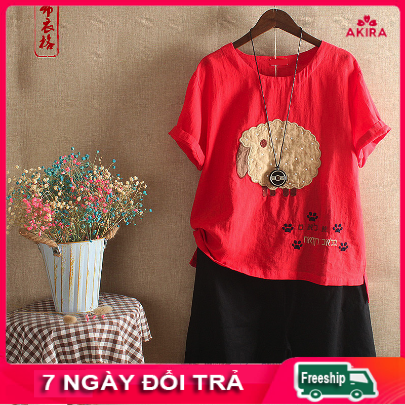 Áo kiểu nữ đẹp cao cấp vải Linen thêu - Áo kiểu nữ thêu - Áo nữ trung niên thêu