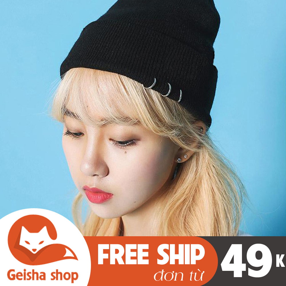 Mũ len cao cấp nam nữ phối tam khuyên cực ngầu, chất len mềm mịn, phù hợp cho mùa đông MU17