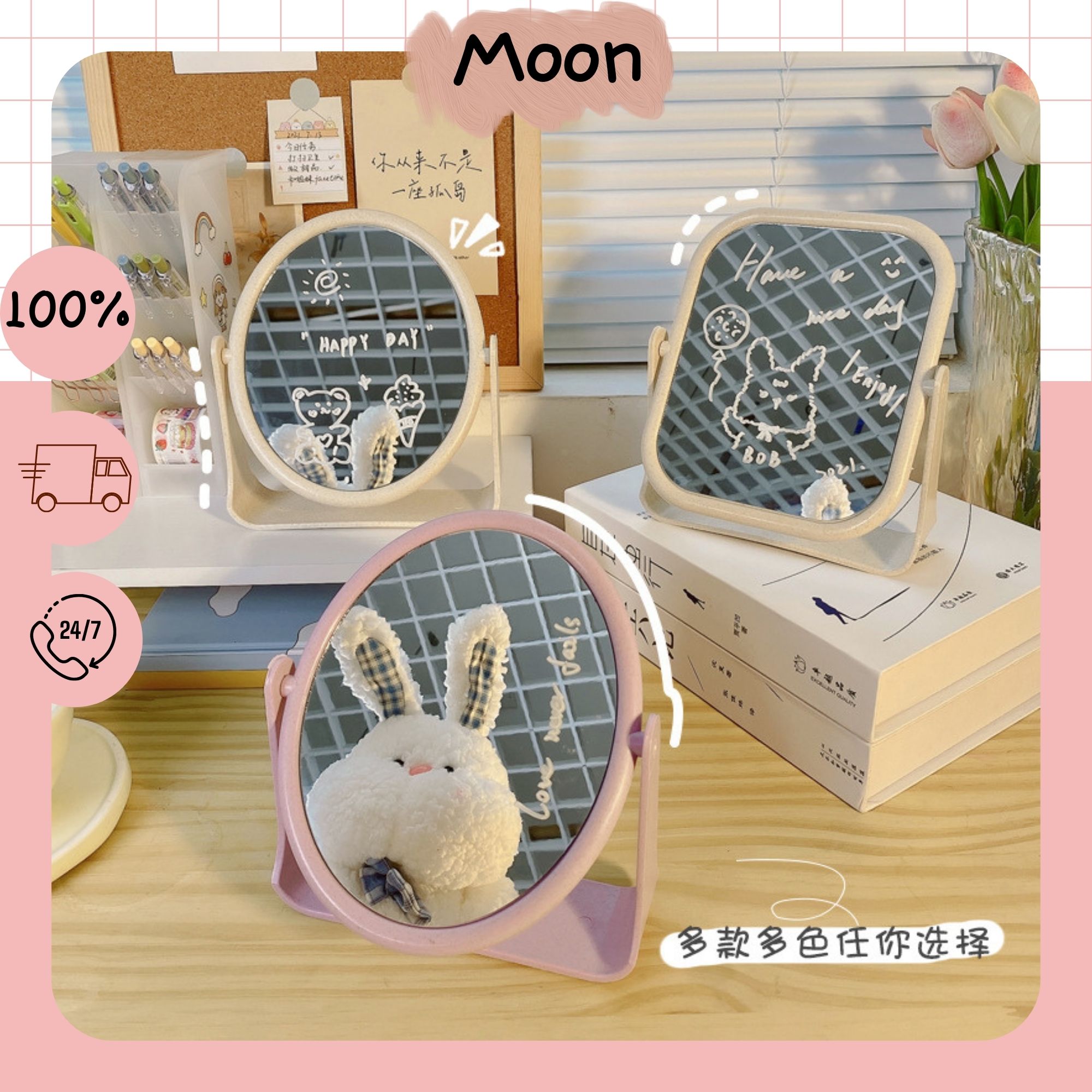Gương lúa mạch,gương trang điểm để bàn cao cấp