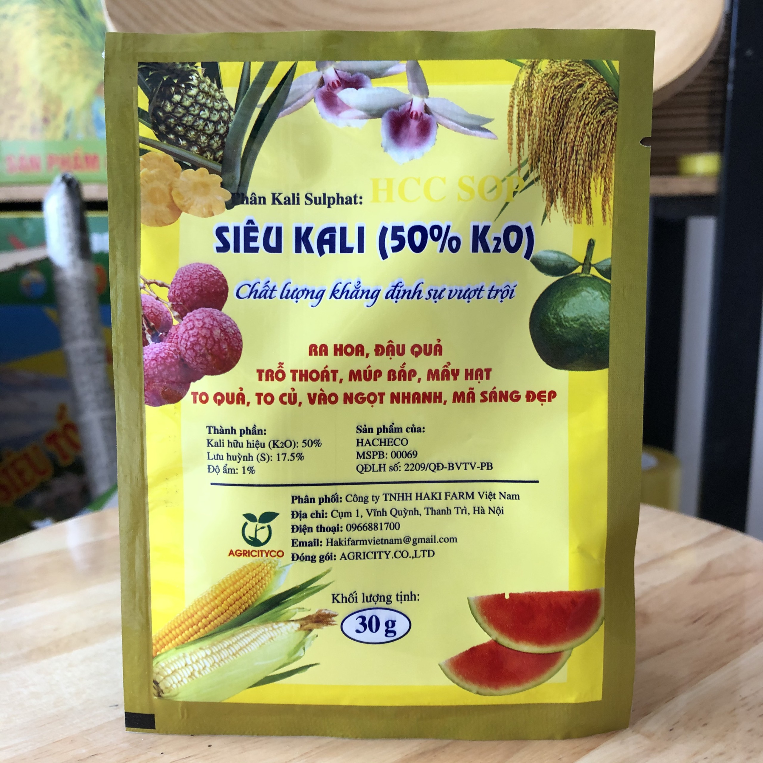 phân kali kích thích ra hoa, đậu quả, ngọt quả, sáng mã; Siêu kali 30g