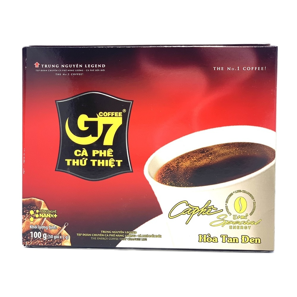 Cà phê hòa tan Đen G7 - Hộp 50 gói(Không Đường, Không Sữa) Trung Nguyên
