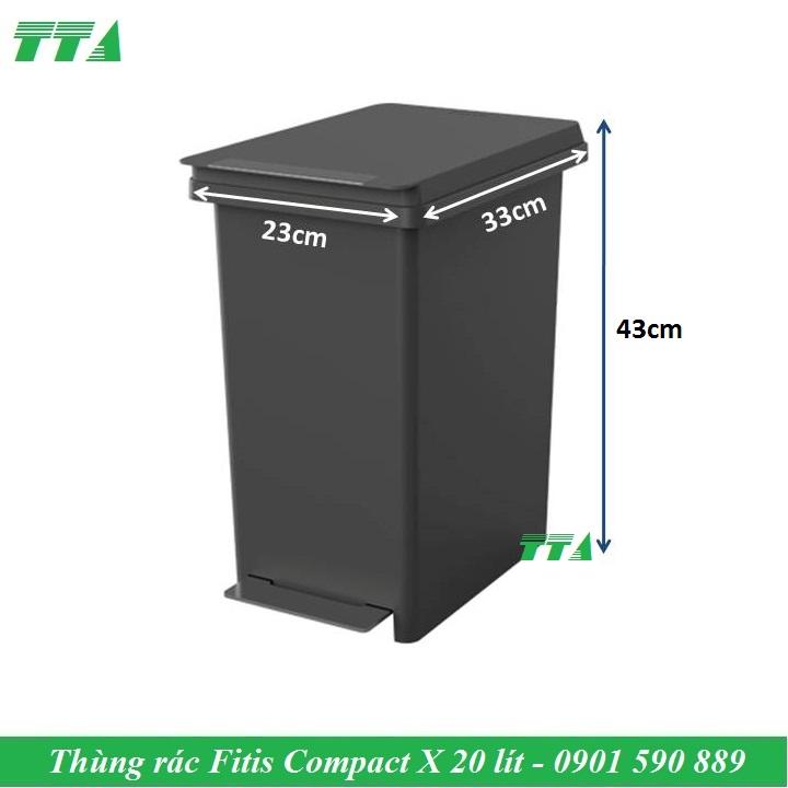 Thùng rác fitis nhựa đạp chân 20 lít compact x - ppl1-906