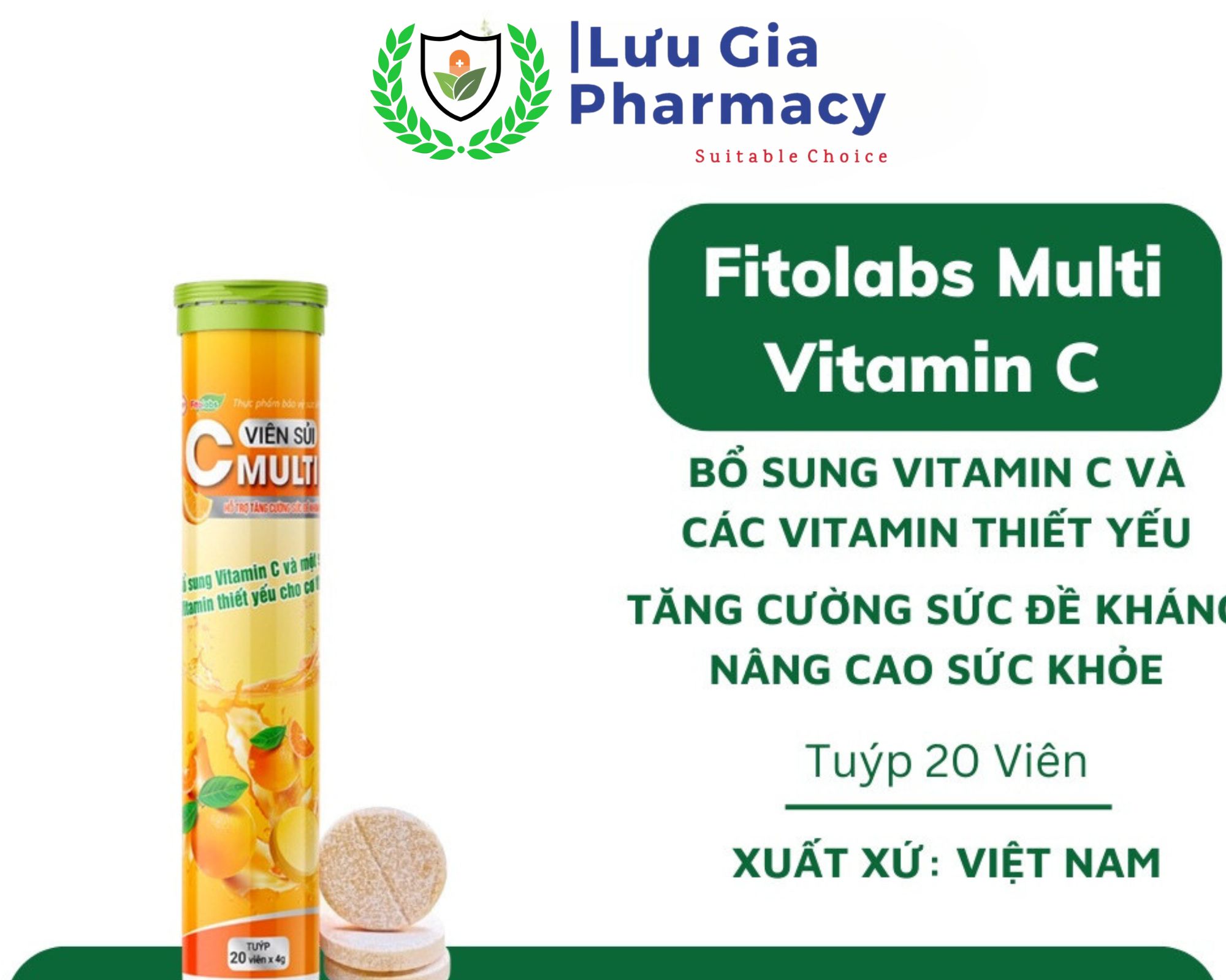 Viên Sủi C Multi Fitolabs Bổ Sung Vitamin C, Tăng Cường Đề Kháng