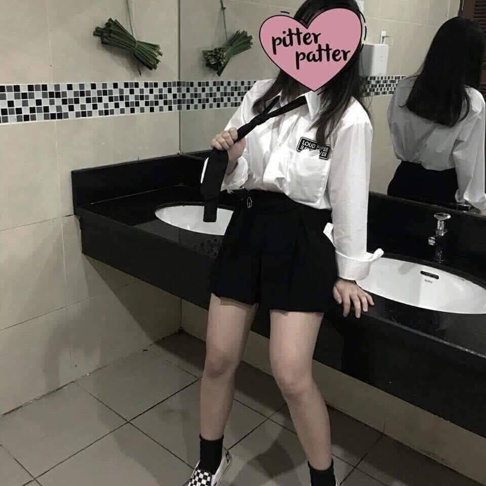 Áo sơ mi thêu chữ phong các hàn quốc