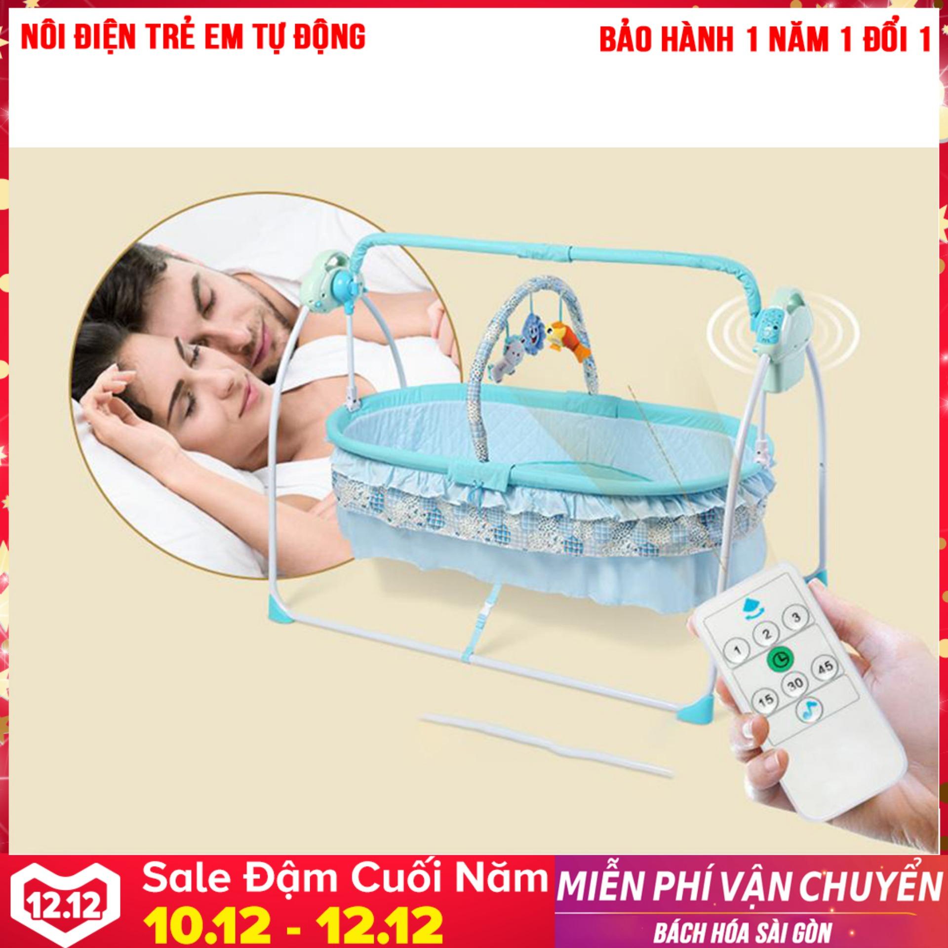 Lôi Điện Trẻ Em, Cũi Cho Bé Chơi, Nôi Điện Em Bé Tự Rung Cao Cấp Primi 808, Thiết Kế Thông Minh, Đẹp Mắt, An Toàn, Tặng phiếu bảo hành 1 năm Toàn quốc