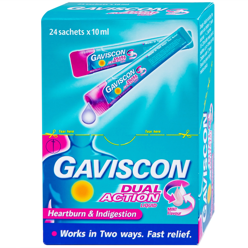 Hỗn dịch uống Gaviscon Dual Action hỗ trợ trào ngược dạ dày, thực quản 24