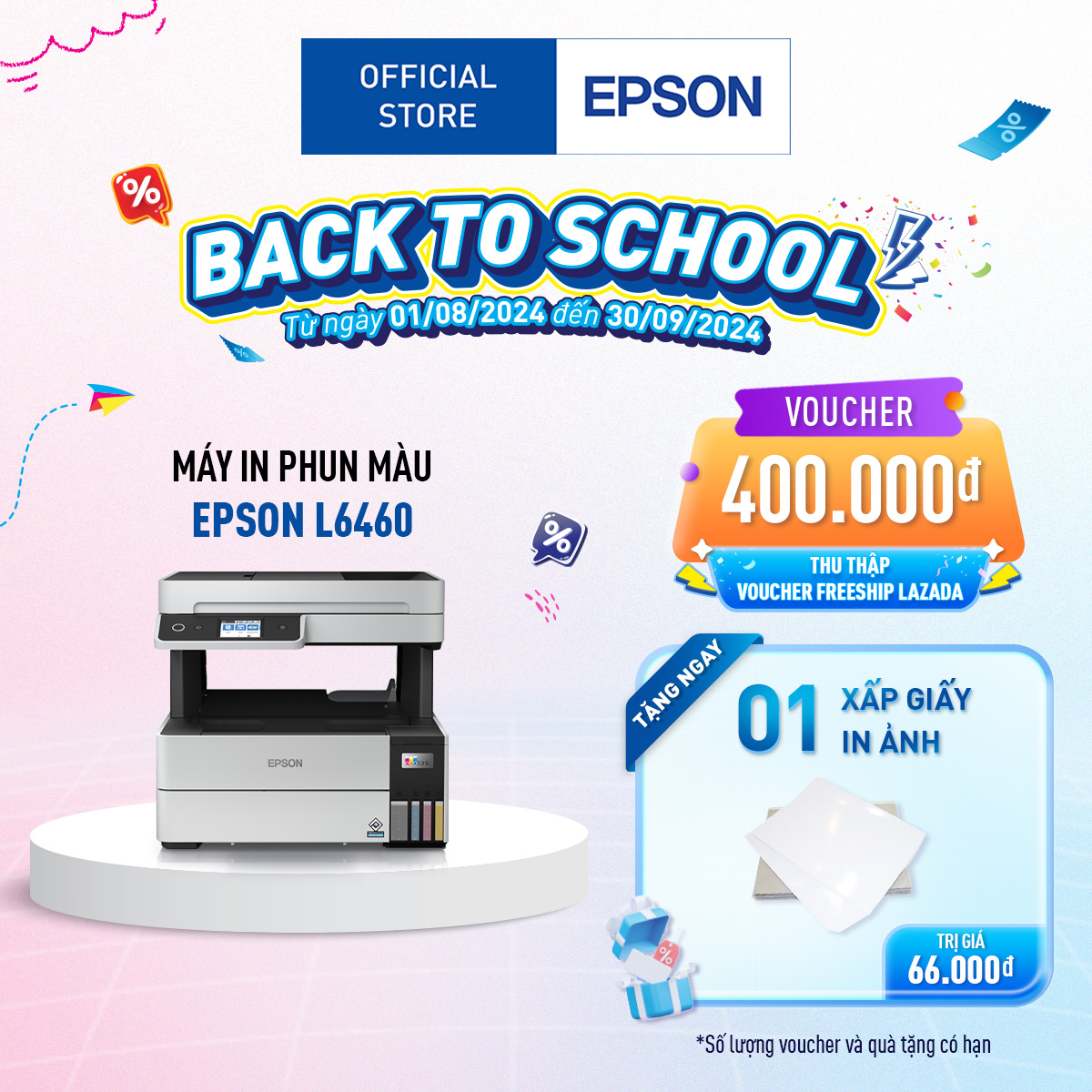 Máy in phun màu đa năng Epson Ecotank L6460, in 2 mặt tự động