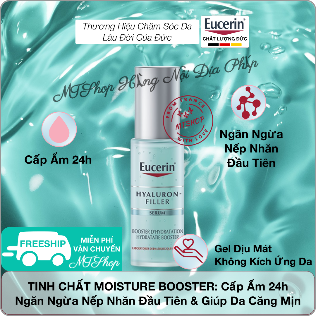 EUCERIN TINH CHẤT MOISTURE BOOSTER: Cấp Ẩm 24h Ngăn Ngừa Nếp Nhăn Đầu Tiên & Giúp Da Căng Mịn [Nội Địa Pháp]