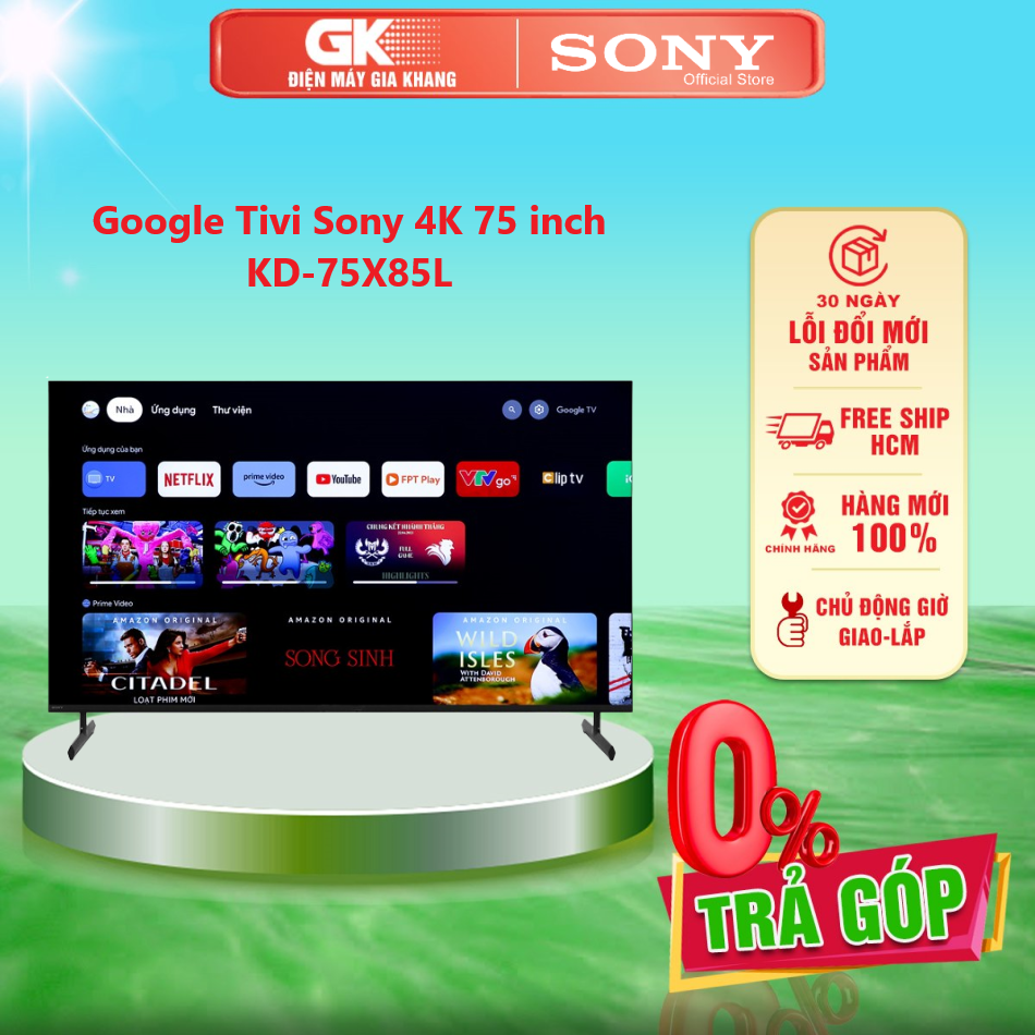 Google tivi sony 4k 75 inch kd-75x85l - micro tích hợp trên tv điều khiển giọng nói rảnh tay bravia cam - giao toàn quốc - freeship hcm