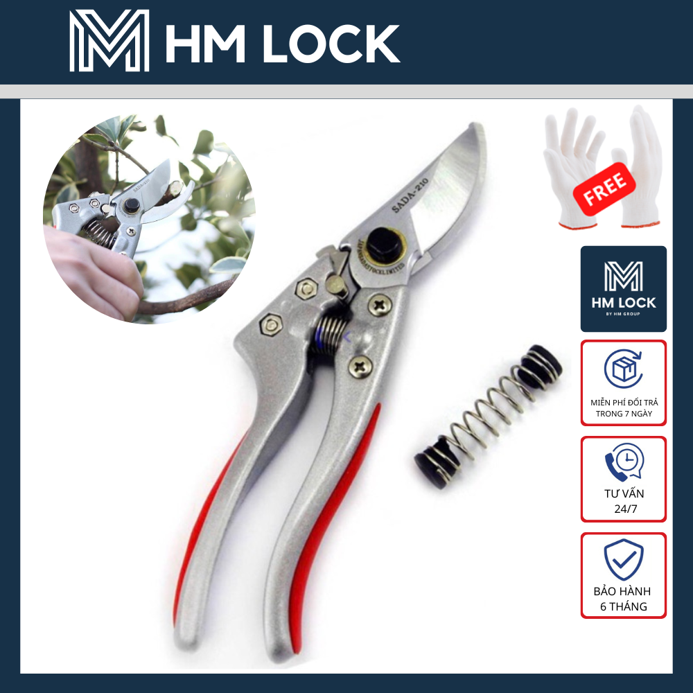  KÉO CẮT CÀNH SADA  JAPAN  210mm LƯỠI THÉP SK5 - HÀNG CHÍNH HÃNG - THÉP CR-V SIÊU BÉN - CHUYÊN DÙNG CẮT CÀNH CÂY - HM LOCK 