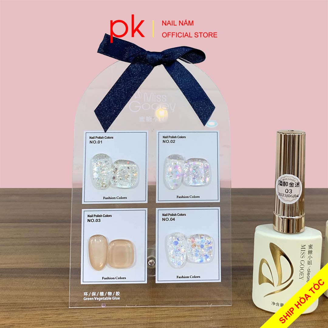 Set sơn gel thạch nhũ 4 màu số 10 Miss Gooey tặng kèm bảng màu
