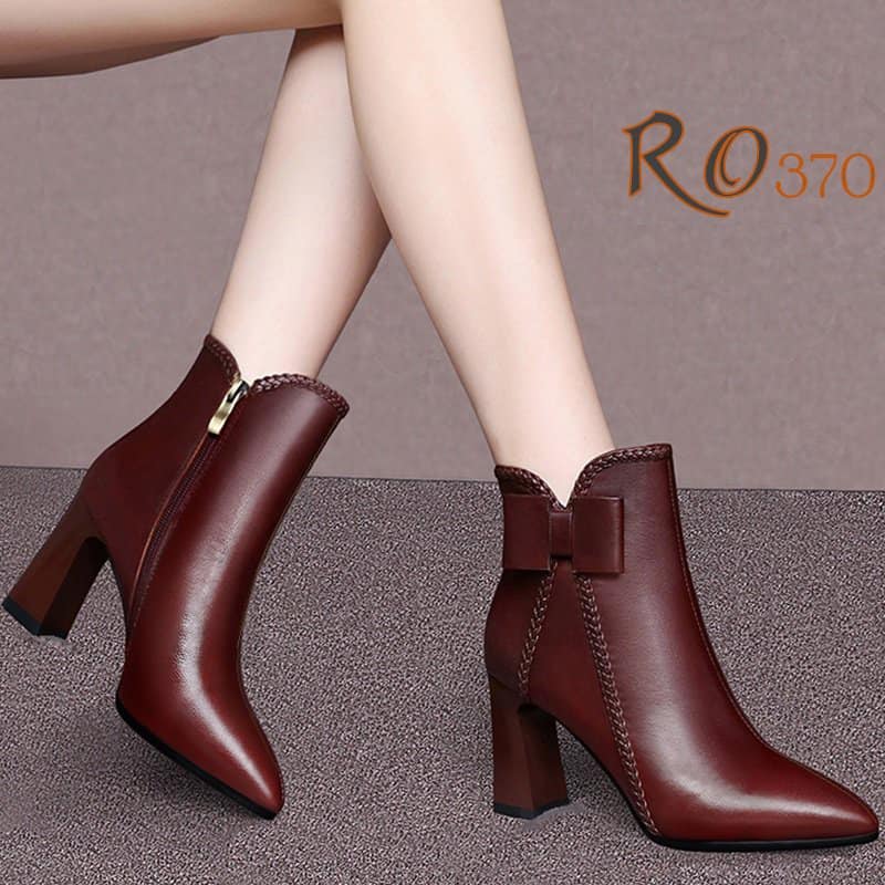 Giày bốt nữ 8cm cổ cao hàng hiệu Rosata boot nữ thời trang cao cấp RO370