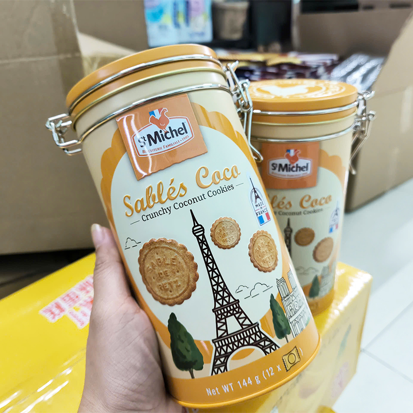 Bánh Quy Bơ St Michel Sables Coco Hộp Thiếc 144g, Bánh Kẹo Tết B121 - Ăn Vặt BeeGin