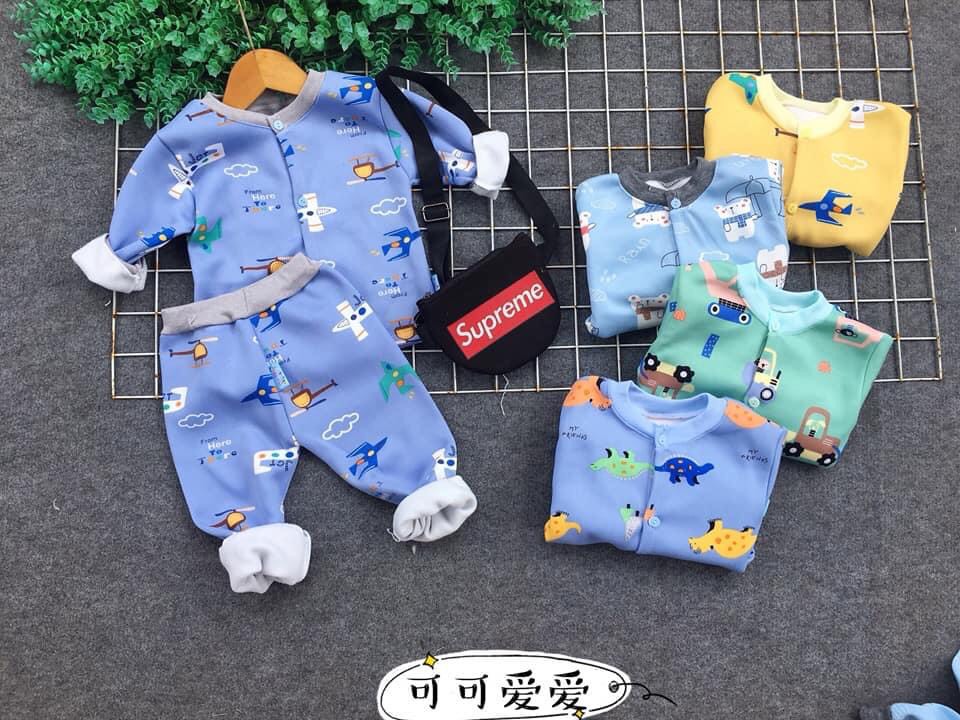 Bộ nỉ bông cài khuy giữa cho bé trai và bé gái từ 4 đến 15kg
