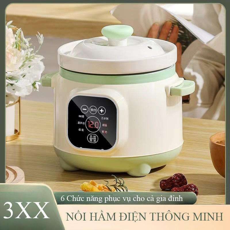 Nồi hầm cháo chậm cao cấp 6 chức năng phiên bản cao cấp nhất 2023 nồi hầm cháo chậm cho bé nồi hầm cháo ăn dặm nồi hầm cháo mini nồi hầm tổ yến nồi ninh cháo hẹn giờ thông minh. nồi nấu đa năng 6 trong 1