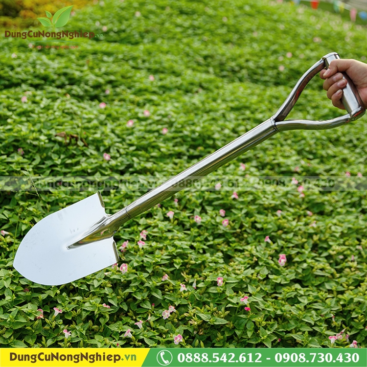 Xẻng làm vườn inox có tay cầm 80cm
