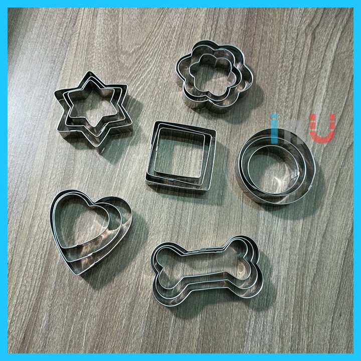 [HCM]Bộ 3 khuôn cutter inox 304 cắt bánh quy cắt bột chiên trứng theo mẫu hình tròn vuông tim sao bông