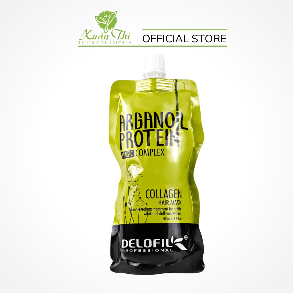 Kem ủ tóc collagen phục hồi tái sinh tóc hư tổn, dưỡng siêu mềm mượt Delofil Collagen Hair Mask 500ml