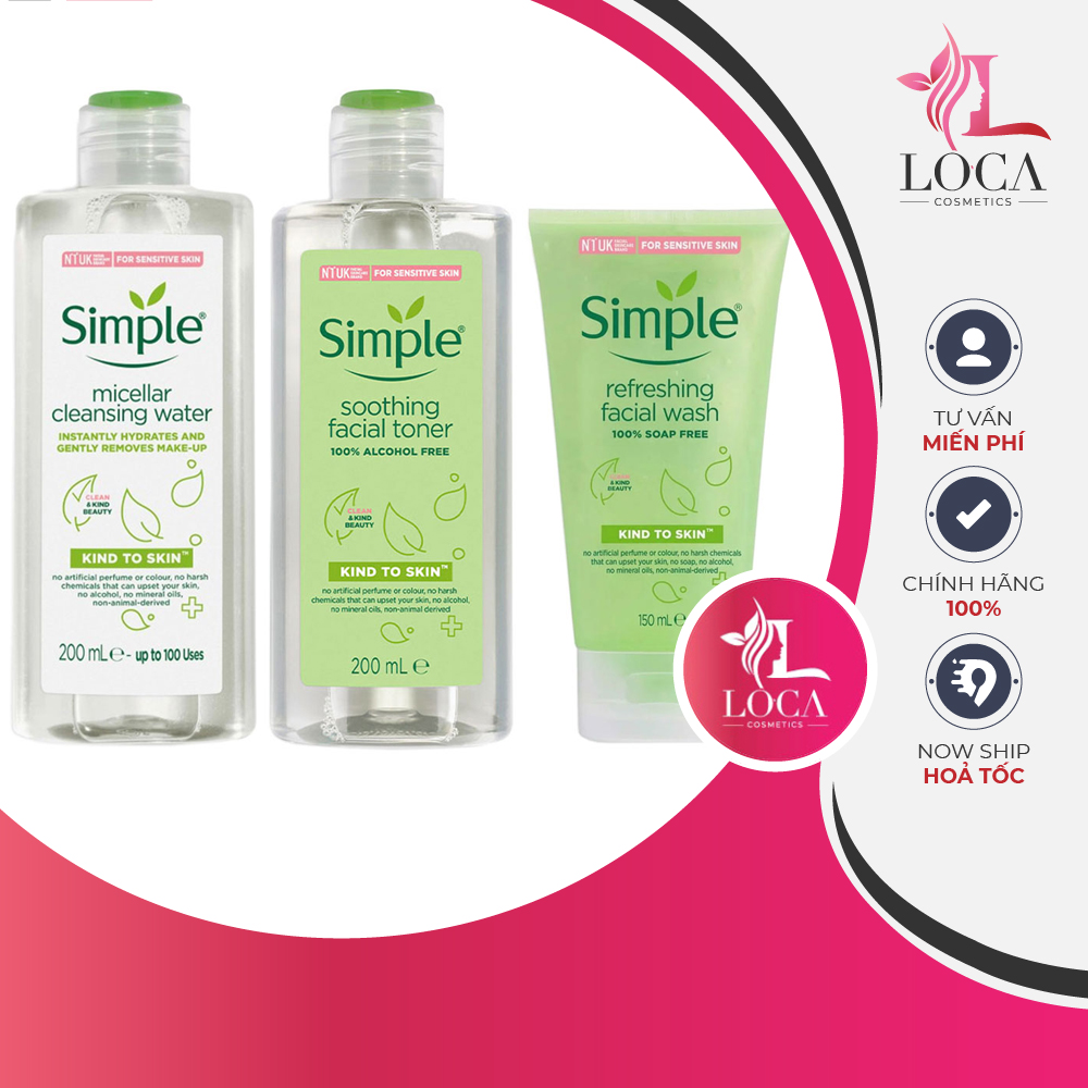 [HCM][Auth-Sẵn] SIMPLE - Sữa rửa Mặt SIMPLE Toner Nước Hoa Hồng SIMPLE Tẩy Trang Simple