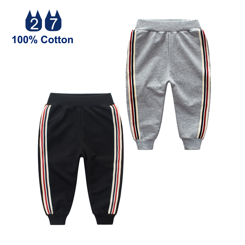 Quần dài bé trai 27KIDS kẻ sọc chất nỉ da cá cotton mềm mịn cho bé QD1