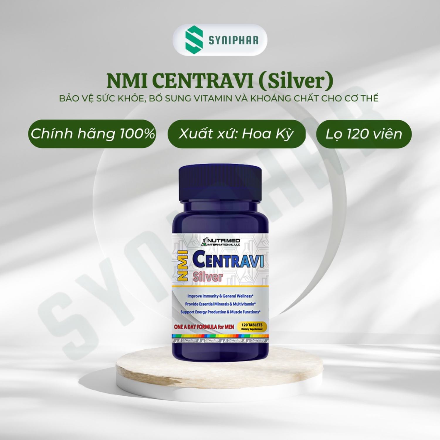 Thực phẩm bảo vệ sức khỏe NMI CENTRAVI Silver 120 viên