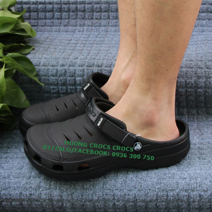 DÉP SỤC NHỰA ĐI MƯA CROCS YUKON SPORT CLOG CHO NAM MÀU ĐEN 