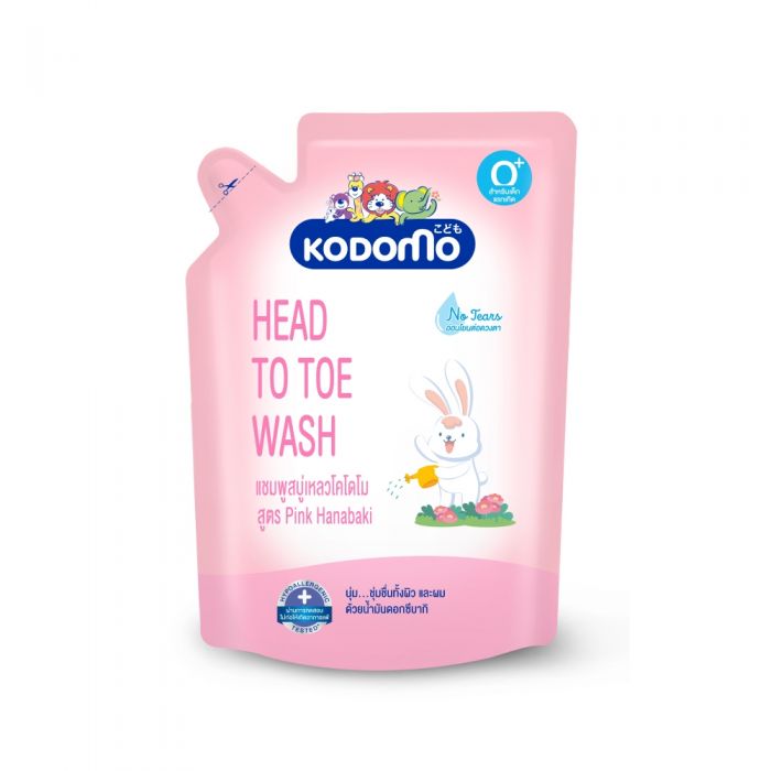 Dầu tắm gội trẻ em Kodomo Head to toe Pink Hanabaki 380ml