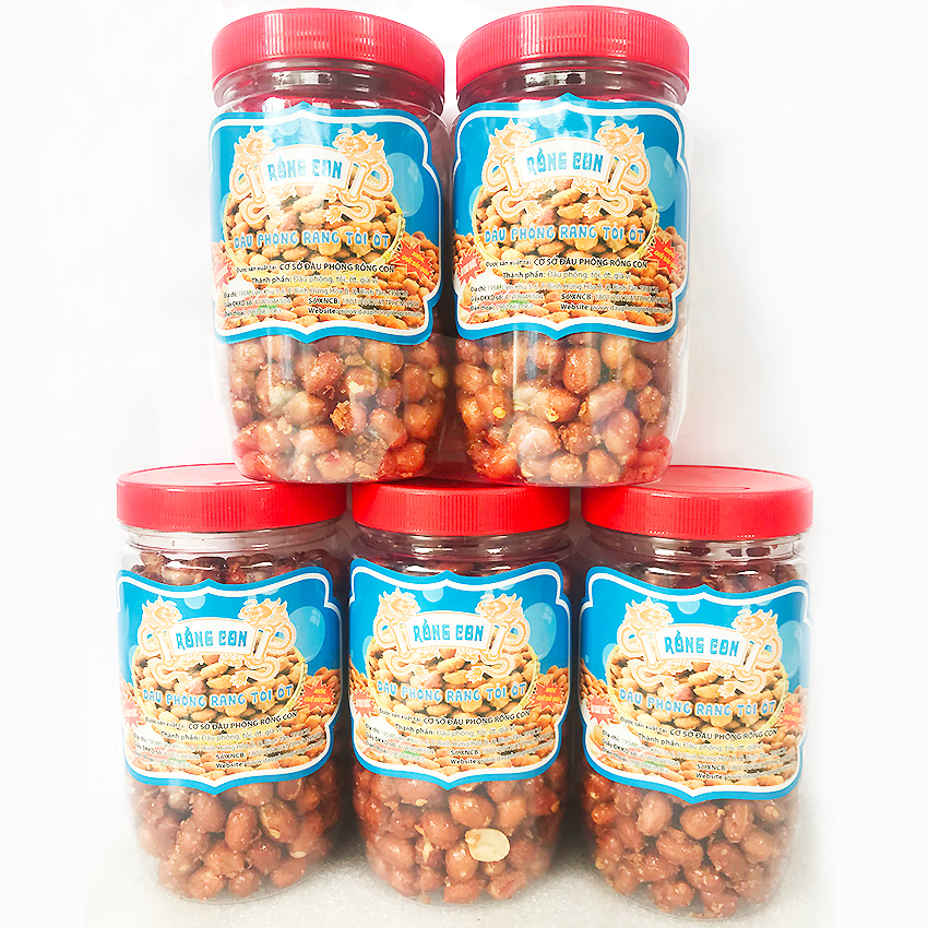 [HCM]5 Hủ Đậu Phộng Rang Tỏi Ớt (Hủ 210Gram) Rồng Con - Đồ ăn vặt
