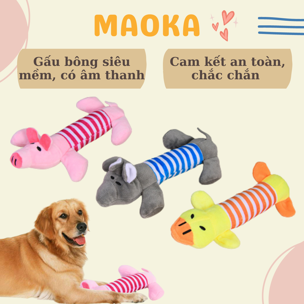 Đồ chơi gấu bông cho chó MaoKa - Thú bông cho chó chơi có tiếng kêu chít chít